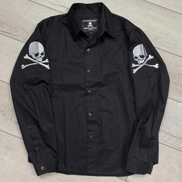 Mastermind Japan Evermore Skull Shirt Black Size M Long Sleeve OG Grunge Rare - Picture 1 of 12
